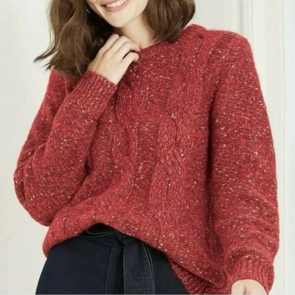 A NEW DAY Cozy Red Cable Knit Sweater Crew Neck Size Medium